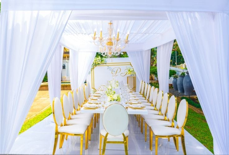 a table set up for a dinner party